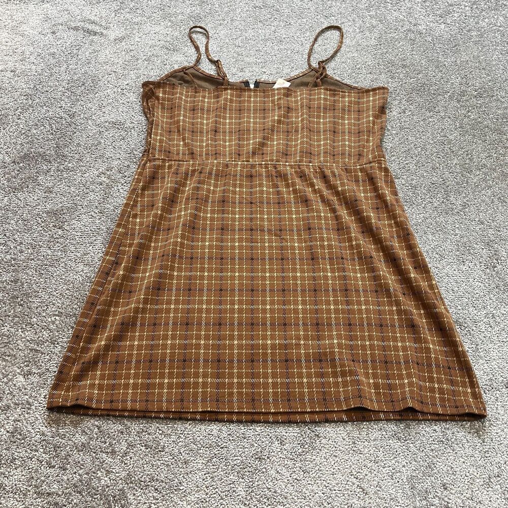 No Boundaries Dress womens XXXL 3XL 21 Brown Plaid A Line Midi Zip Up Soft Tank